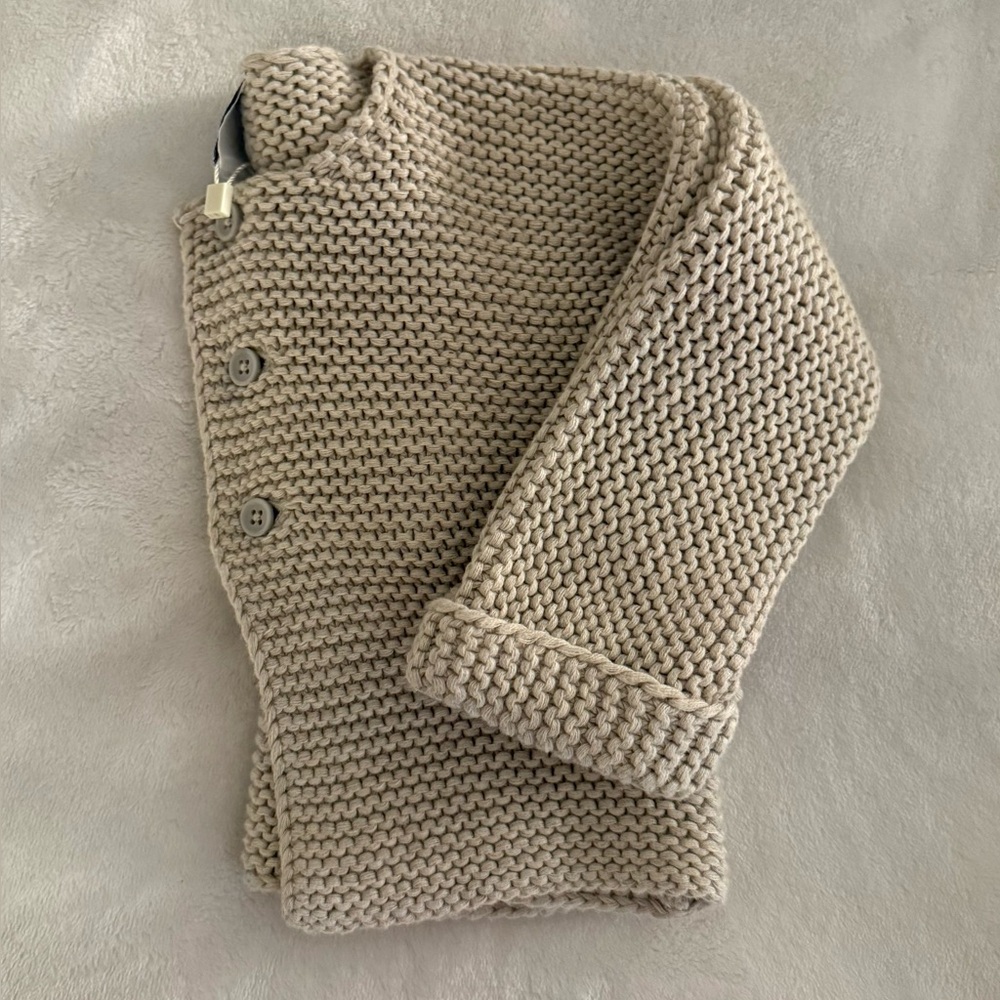 Petit Bateau Knitted Baby Cardigan Beige 12 MO NWT